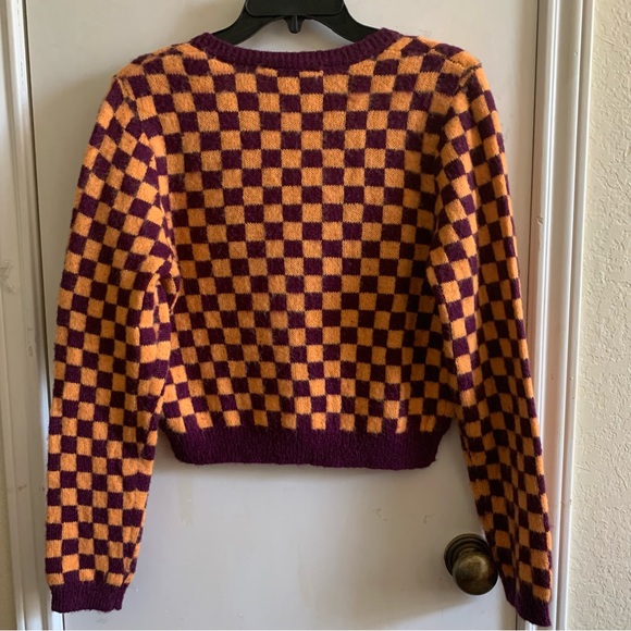 NWT Zara Jewel button plaid knit cardigan jacket, size L. - Picture 4 of 8